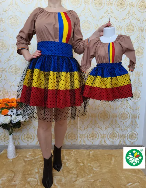 Set mama-fiica compleuri tricolor