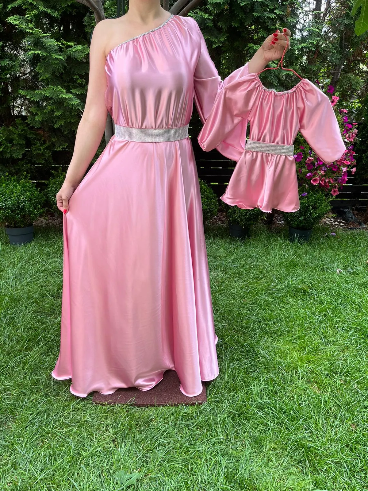 Rochie lunga Aurora roz
