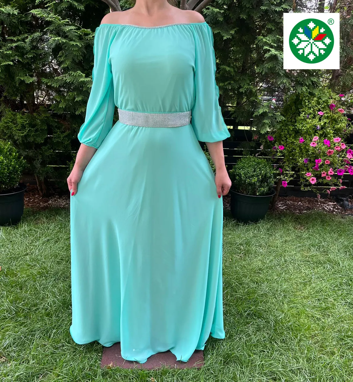 Rochie lunga Ecaterina turquoise