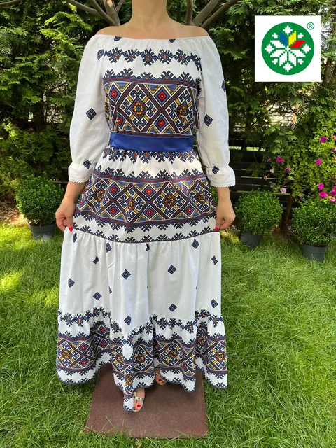 Rochie traditionala volane lunga Bianca