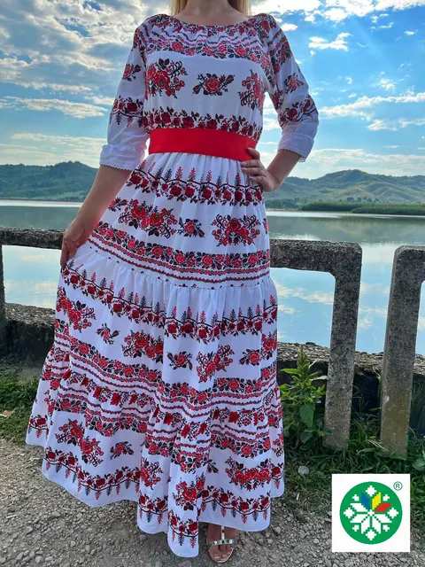Rochie traditionala volane lunga Ines
