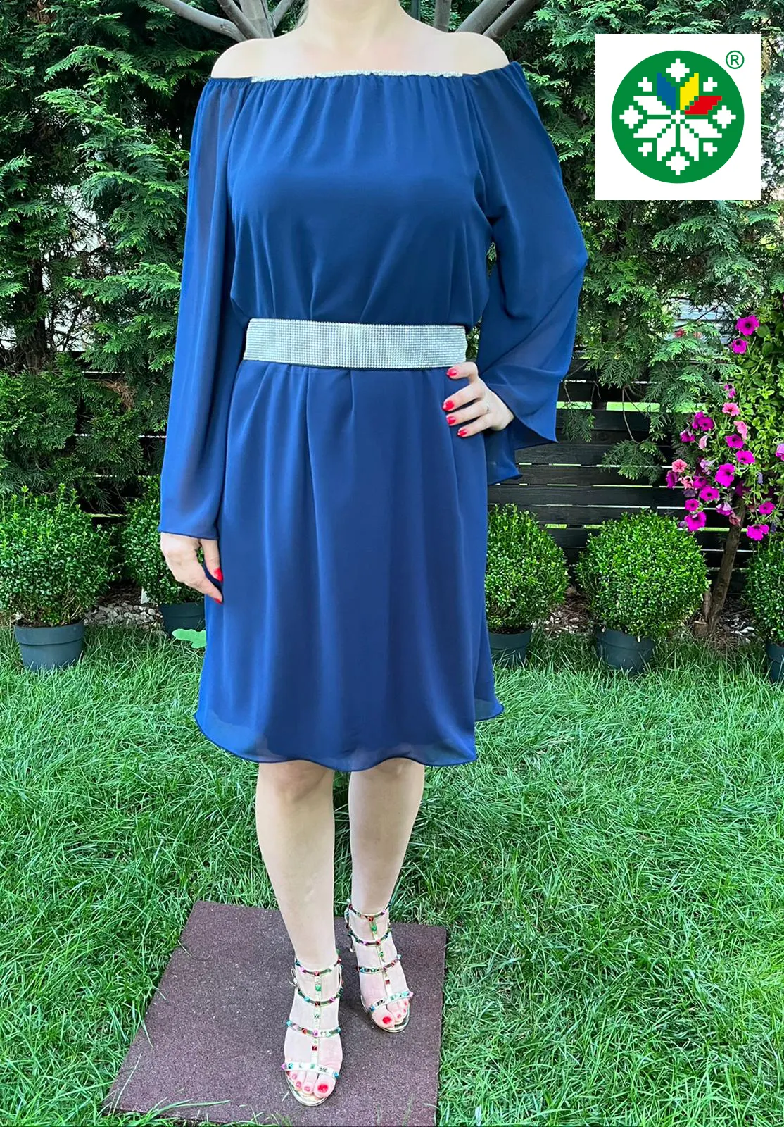 Rochie voal Cati bleumarin