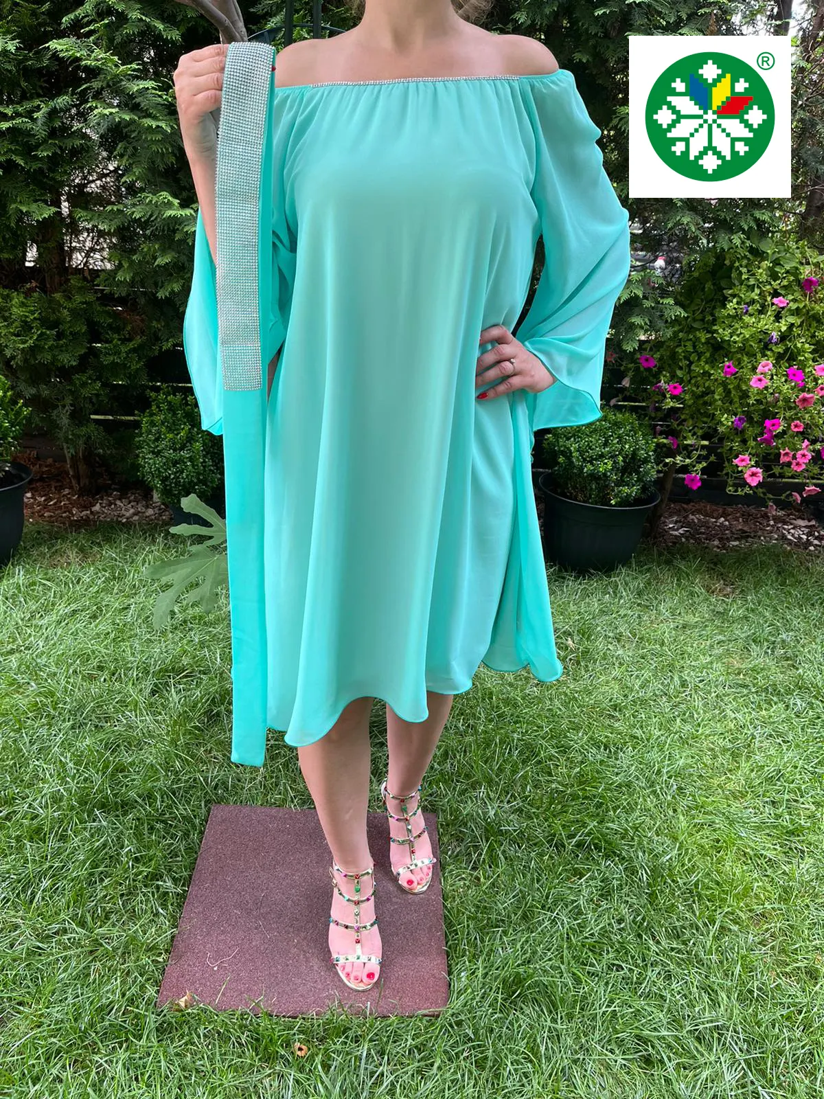 Rochie voal Cati turquoise