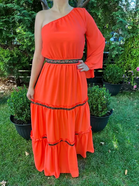 Rochie volane Sonia portocalie