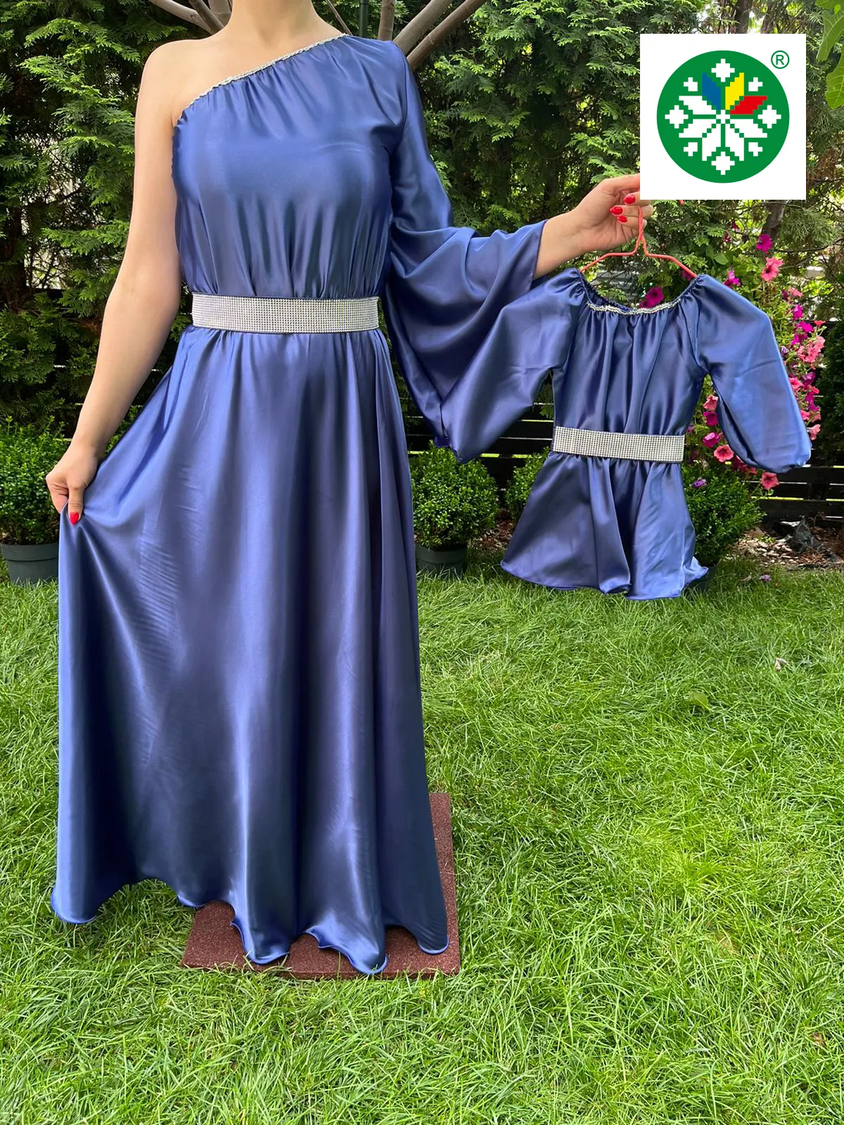 Set rochie lunga Aurora albastra