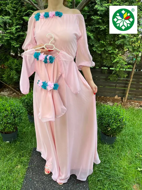Set rochie lunga Cosanzeana roz
