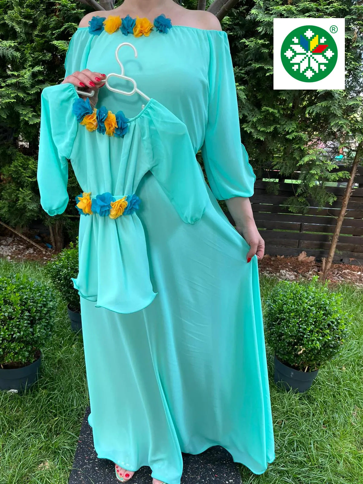 Set rochie lunga Cosanzeana turquoise