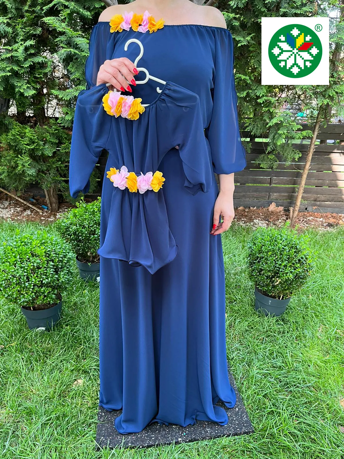 Set rochie lunga Cosanzeana bleumarin