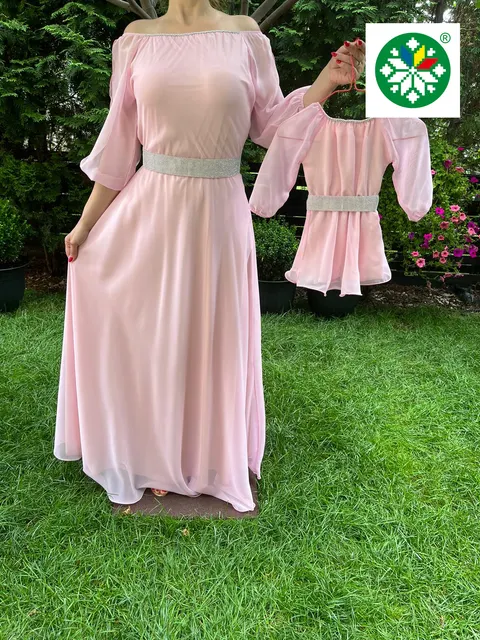 Set rochie lunga Ecaterina roz