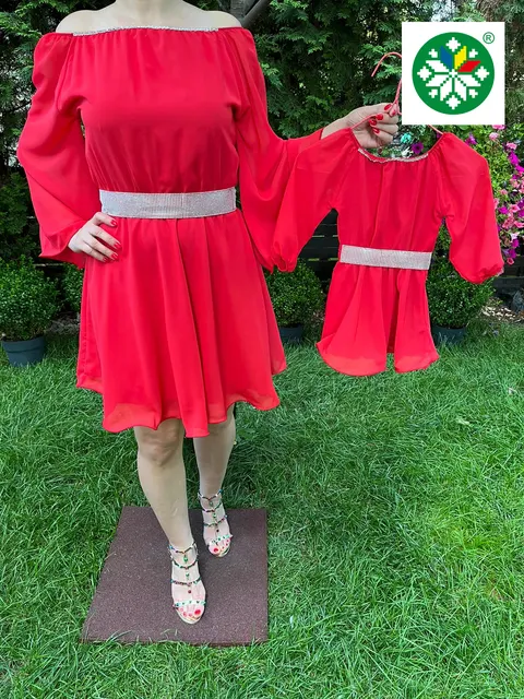 Set rochie scurta Ecaterina rosie